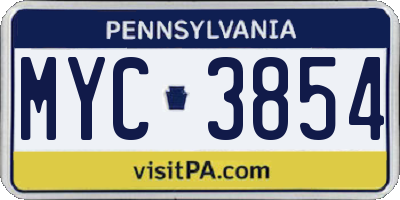 PA license plate MYC3854
