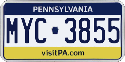 PA license plate MYC3855