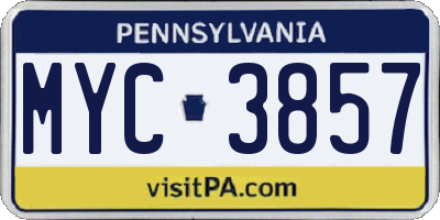 PA license plate MYC3857