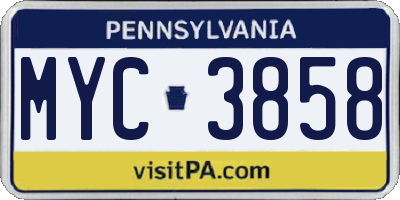 PA license plate MYC3858