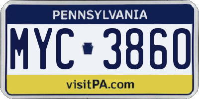 PA license plate MYC3860