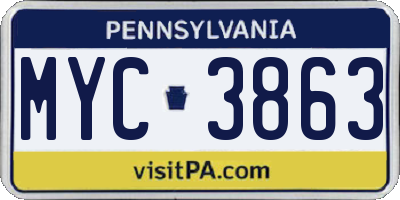 PA license plate MYC3863