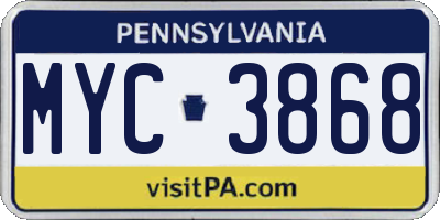 PA license plate MYC3868