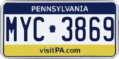 PA license plate MYC3869