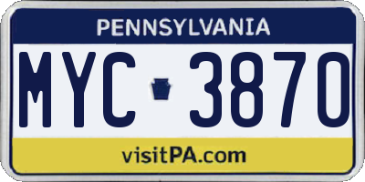 PA license plate MYC3870