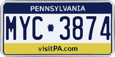 PA license plate MYC3874
