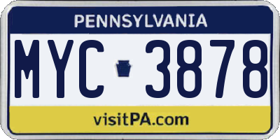 PA license plate MYC3878