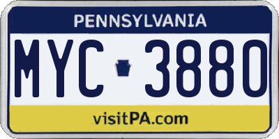 PA license plate MYC3880