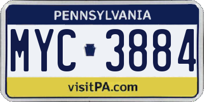 PA license plate MYC3884