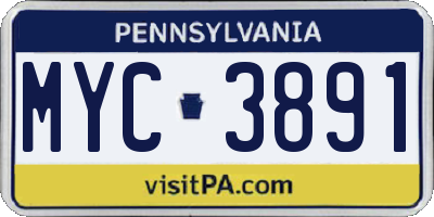PA license plate MYC3891