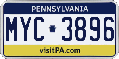 PA license plate MYC3896