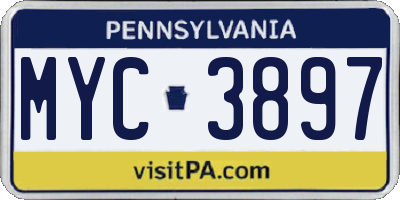 PA license plate MYC3897