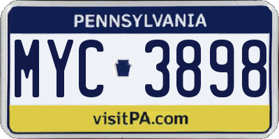 PA license plate MYC3898