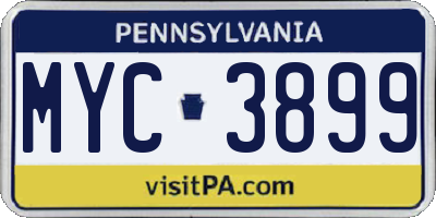 PA license plate MYC3899