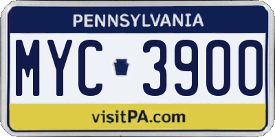 PA license plate MYC3900