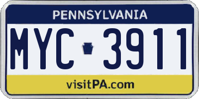 PA license plate MYC3911