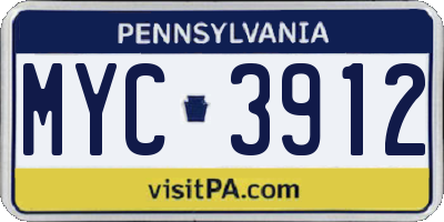 PA license plate MYC3912
