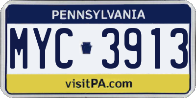 PA license plate MYC3913
