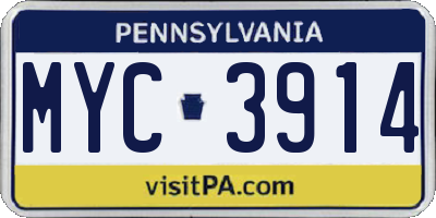 PA license plate MYC3914