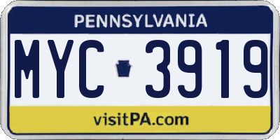 PA license plate MYC3919