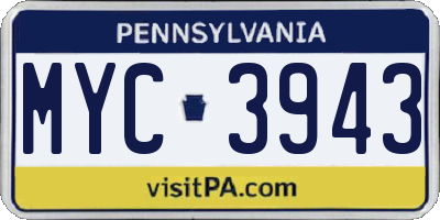 PA license plate MYC3943