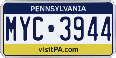 PA license plate MYC3944