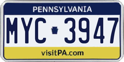 PA license plate MYC3947