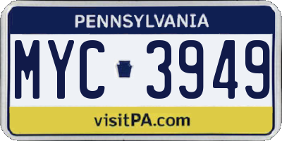 PA license plate MYC3949