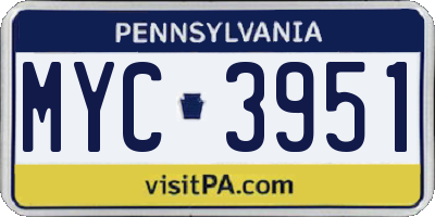 PA license plate MYC3951