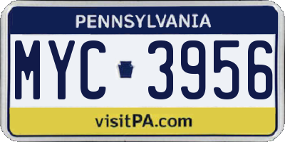 PA license plate MYC3956