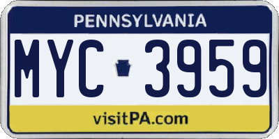 PA license plate MYC3959