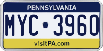 PA license plate MYC3960