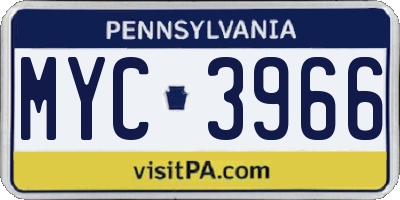 PA license plate MYC3966