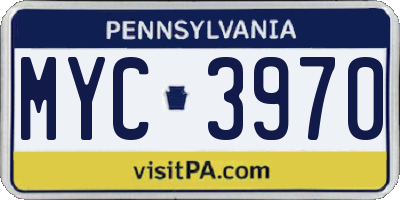 PA license plate MYC3970