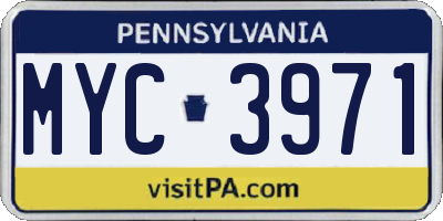 PA license plate MYC3971