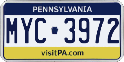 PA license plate MYC3972