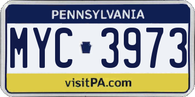 PA license plate MYC3973
