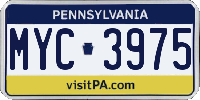 PA license plate MYC3975