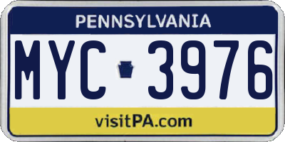 PA license plate MYC3976