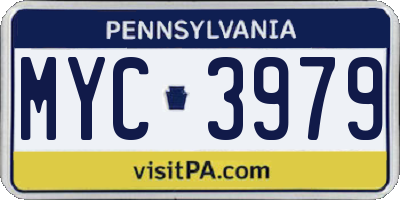 PA license plate MYC3979