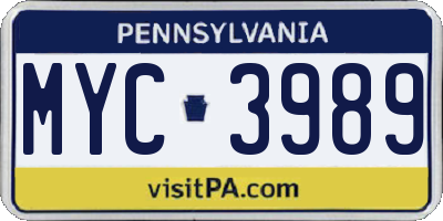 PA license plate MYC3989