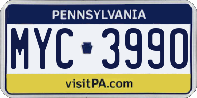 PA license plate MYC3990