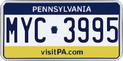 PA license plate MYC3995