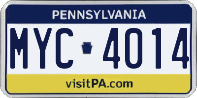 PA license plate MYC4014