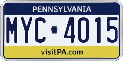 PA license plate MYC4015