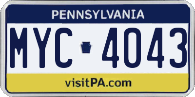 PA license plate MYC4043