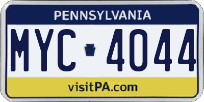 PA license plate MYC4044