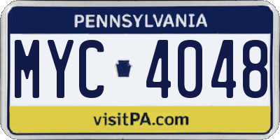 PA license plate MYC4048