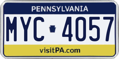 PA license plate MYC4057