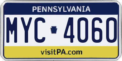 PA license plate MYC4060